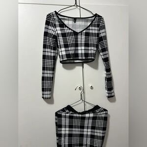 Black and White Plaid Two-Piece Set